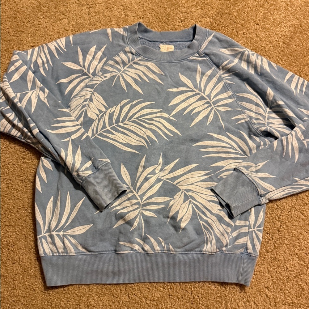 Billabong Blue and White Palm Leaf Hoodie